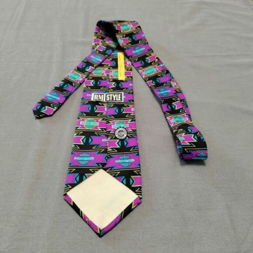 Harley Davidson Men Neck Tie Motorcycles Thunderbird Multicolor Suit Necktie 57" - Picture 5 of 6